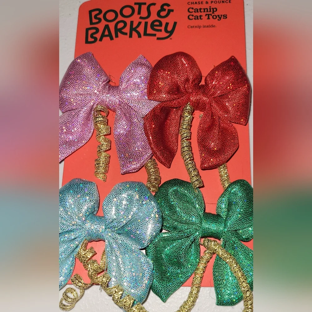 Boots & Barkley Catnip Bow Set, Red, Pink, Blue, Green, Gold *Last One*